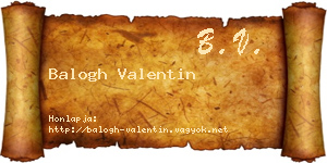 Balogh Valentin névjegykártya